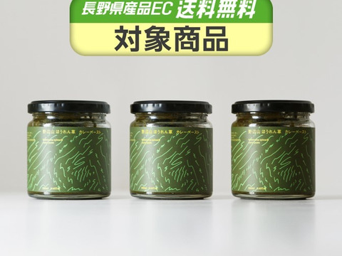 【10月発送】フードロス商品！野辺山ほうれん草カレーペースト（一瓶250g、4，5人前）【3個セット】