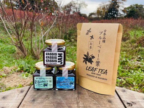 【福袋】ジャム3本＋ハーブティー（ブルーベリー葉のお茶）のお買得セット　※まとめ買い対応
