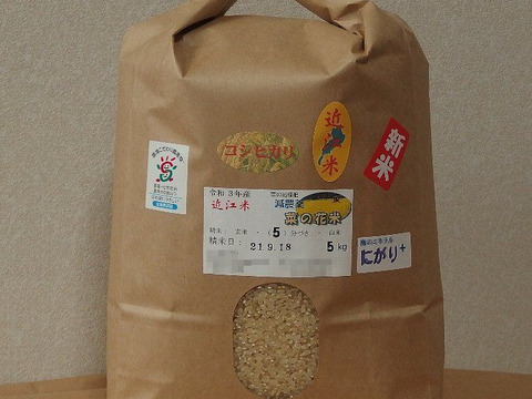 《選べる分づきMy》✤菜の花✤育ち！近江米コシヒカリ  ☆減農薬菜の花米☆令和3年産☆5kg☆玄米・分づき米