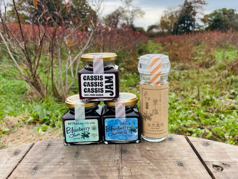 【福袋】ジャム3本＋ハーブソルト（ブルーベリー葉の塩）のお買得セット　※まとめ買い対応