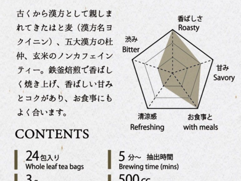 ノンカフェイン！肌に効く漢方茶　潤肌茶（玄米はとむぎ茶）3g ×24包入り　２袋セット【送料無料】