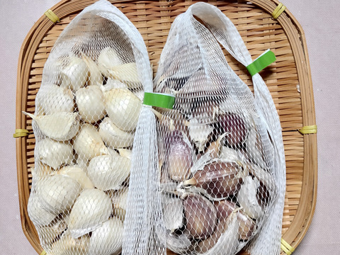 【味くらべ】 ピンク＆ホワイト バラにんにく600g 北海道産 農薬不使用自家栽培にんにく