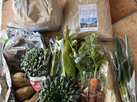 FUKIさん専用
玄米10ｋ+野菜セット
【地球によりそう野菜たちのセット】自然農の畑から、不耕起草生　草とともに台地の畑で２6年の積み重ね、種とり、農薬肥料不使用）