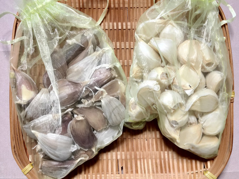 【味くらべ！】 ピンク＆ホワイト バラにんにく400g 北海道産 農薬不使用自家栽培にんにく