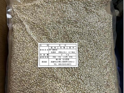 【年末セール】【令和7年新米】自然栽培「伊勢ヒカリ」玄米　２０ｋｇ　　真空パック