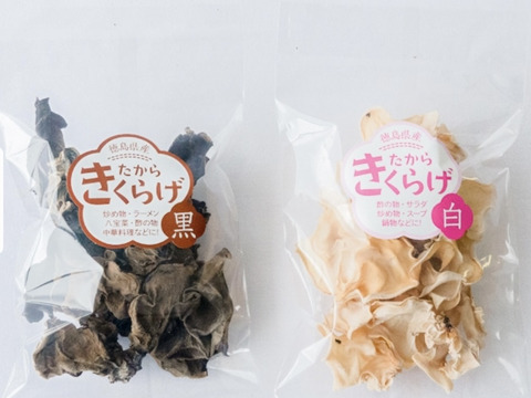 【食べ比べ】コリコリ★プリプリ☆徳島県産！乾燥きくらげ白黒セット