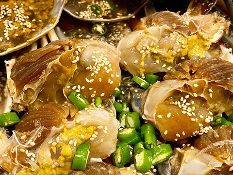 【三河湾，日間賀島産】一級品ワタリガニ雄‼︎入り抜群【超特大】400g±個体を6杯2.4kg  朝採れ浜茹で発送、ケジャン用で冷凍発送可】