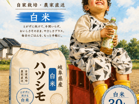 新米！！ 自家生産でこだわりあり！岐阜 ハツシモ 令和8年産 白米30Kg