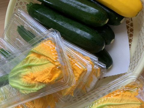 大箱いっぱい❣️花ズッキーニ30本‼️ズッキーニ6本❗️緑と黄色