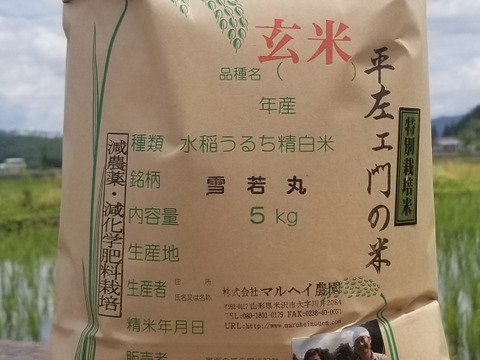 令和2年産 特別栽培米雪若丸玄米5kg