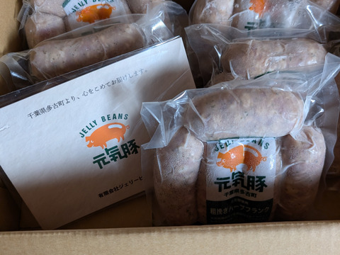 肉汁が溢れる！ハーブと香辛料が香る「元気豚 粗挽きハーブフランク 」300g（60ｇ×5本入）×5パックセット　【516】