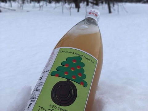 まろやか春搾り　天然果汁100％　りんごジュース　数品種の青森県産りんごをブレンド　スクリューキャップ１ℓ瓶×６本入