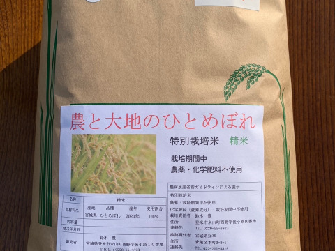 ひとめぼれ(白米)10kg 農薬・化学肥料不使用