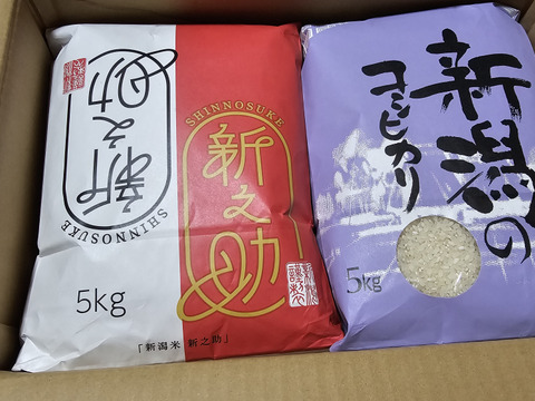 【福袋】　限定個数特別価格　新潟米豪華な食べ比べセット　新潟県産　従来種コシヒカリ　店頭で入手するのは難しい希少米　と　トップブランド　新之助（新潟県認証銘柄）　各白米5kgセット（10キロ）
