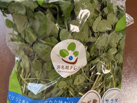 【午前１１時〆切即日発送　※土日祝除く】【満点☆青空レストランでも紹介！】浜名湖の豊かな土と「カキ殻」で育てたシャキッとした浜名湖クレソン【クール便】【５００ｇ】