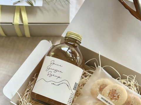 母の日【thank you gift】生姜シロップ＆みかんジャムクッキーSET “ミニブーケ付き”