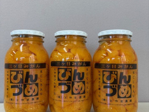 美味しさに食べてびっくり「ミカンの瓶詰め」900ｇ×３本