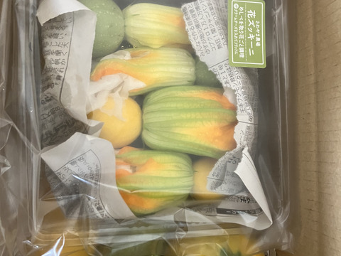 自然栽培】ズッキーニ3種、花ズッキーニ4本（60サイズ）：北海道産の