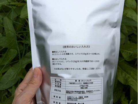 【栽培期間中農薬・化学肥料不使用  六条大麦使用！】土を育てる麦茶2袋セット　（10g×17包×2袋）水出し・煮出し対応　ノンカフェイン