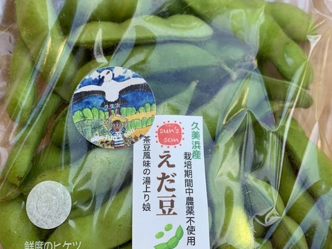 【自然栽培】　採れたて枝豆を発送　湯上り娘（さや）　１K　農薬・化学肥料不使用栽培　クール便