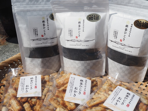 【購入非推奨】鉄釜ひじき　５パック　愛媛県佐田岬宇和海産 自然の旨みを味わえる『鉄釜ひじき3袋』と『鉄釜ひじきおかき3袋