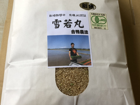 令和4年産新米　JAS認証有機栽培　玄米雪若丸　5キロ　（精米可）