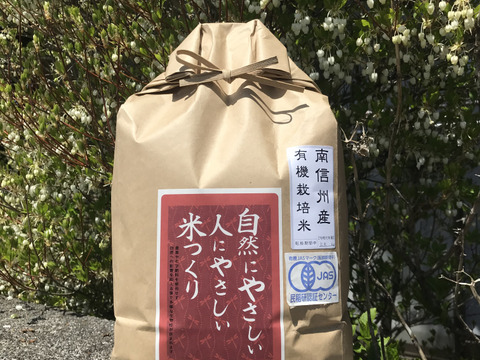 【数量限定】令和元年産30%割引き 南信州の有機米(転換期間中)《玄米》5キロ