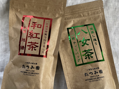 【ポスト投函】八女茶100%煎茶と和紅茶お試しティーパッグセット