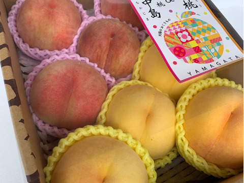 ★奏音⭐︎様 秀品大玉黄金桃 家庭用川中島 2箱 専用ページ 山形県産川中島白桃と黄金桃【2キロ8玉詰め合わせ】：山形県産の黄桃