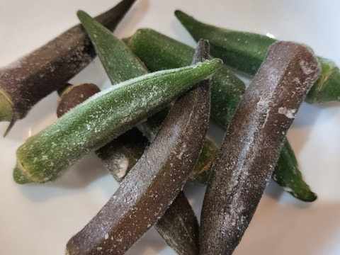 冷凍オクラ1ｋｇ　赤オクラ混合　数量限定　オクラ食べ比べ