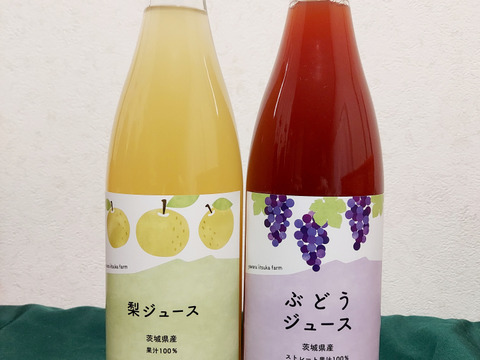 梨とぶどうストレート果汁100％ジュース720ml×2本