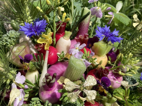 【父の日ギフト】野菜ブーケかごタイプ【カラフルなミニ野菜】【お誕生日】【開店祝】【周年祝】【お供え】
