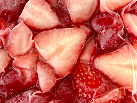 朝摘みいちごをフレッシュなまま真空パック　冷凍いちご【カットタイプ】1kg