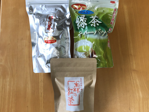 【煎茶ティーバッグ】【ほうじ茶ティーバッグ】【森の紅茶ティーバッグ】3種セット