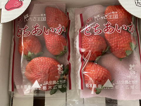 (4P)約1kg【いちご・とちあいか】実がしっかりして酸味が少なく甘さが際立つ新品種★「とちあいか」(４パックx260g) 栃木県産いちご●一番人気いちごセット●お届け日指定可