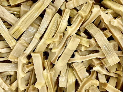 【短冊(節付き)カット：1kg】愛媛県産メンマ（乳酸発酵たけのこ）｜メンマチョ業務用サイズ