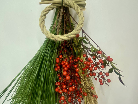 正月スワッグ】 ～松・南天・稲穂～束ねて発送、後は吊るすだけ。新年