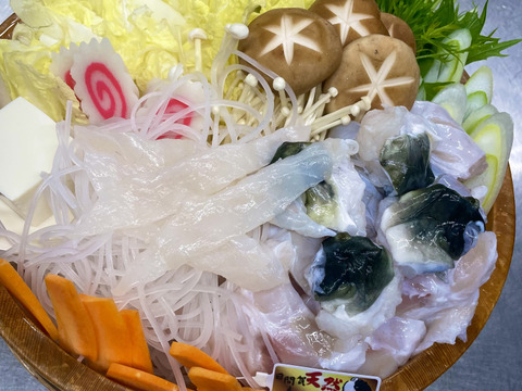愛知県，【日間賀島産】臭み一切なし
天然トラフグ‼︎血抜き、神経〆、
下処理済み発送 （温暖化でまだまだ寒フグの時期）1キロサイズ　一本【白子入り】