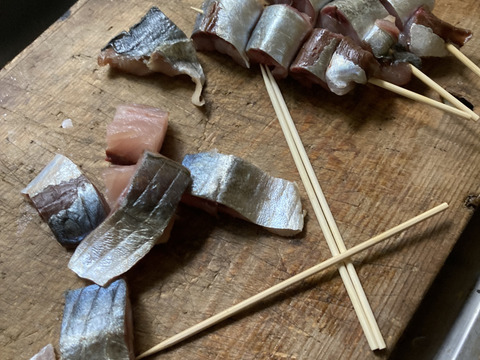 鯵　干物　骨取り　串うち