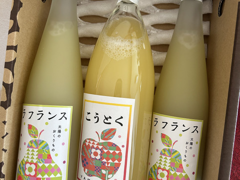 濃厚‼️ラフランスと高徳りんご100%ストレートジュース詰め合わせ