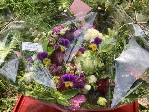 【お中元】野菜ブーケかごタイプ【カラフルなミニ野菜】