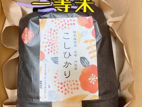 京都丹波産特別栽培 コシヒカリ一等米3キロ