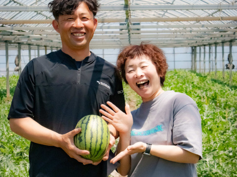 【ギフト・お中元用】スーパーには流通しにくい『激甘うりぼースイカ』（Lサイズ2玉入り：3人分）