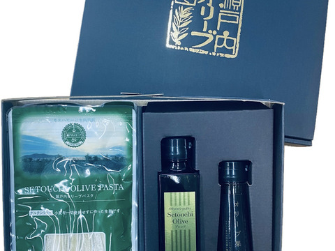 【ギフト】熨斗対応可　国産オリーブオイル・お酢・パスタ詰め合わせギフトセット