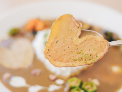 ハートのジャガイモが入った有機野菜カレーのセット