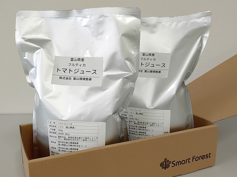 トマトのプロが作った！！『ストレートトマトジュース』1ℓ×2パック 1箱（富山県産フルティカ100％使用）