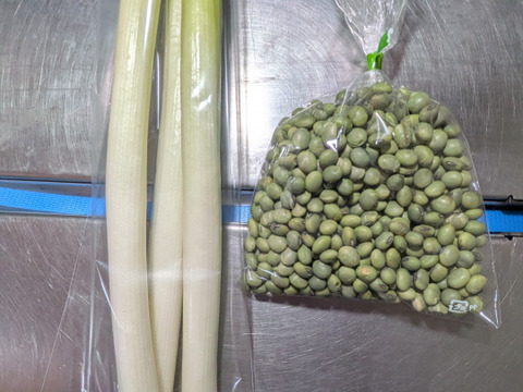 青大豆、ネギ、柿、リンゴ