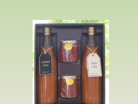 『夏ギフト』リピーター続出トマトジュース(720ml)2本と和風ソース2本のセット