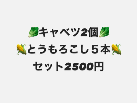 キャベツ2個、とうもろこし５本セット