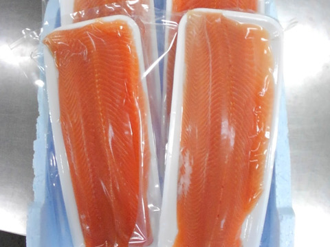 サーモントラウト筋子 塩漬け 150g ×1パックとサーモンフィーレ約１kg 2枚〜5枚入